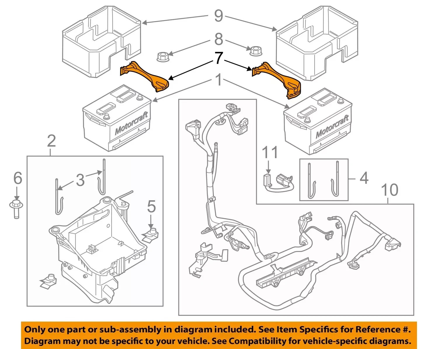 NEW 2011-2024 Ford F250,F350 S/Duty (1) Battery Strap Hold Down Bracket, OEM