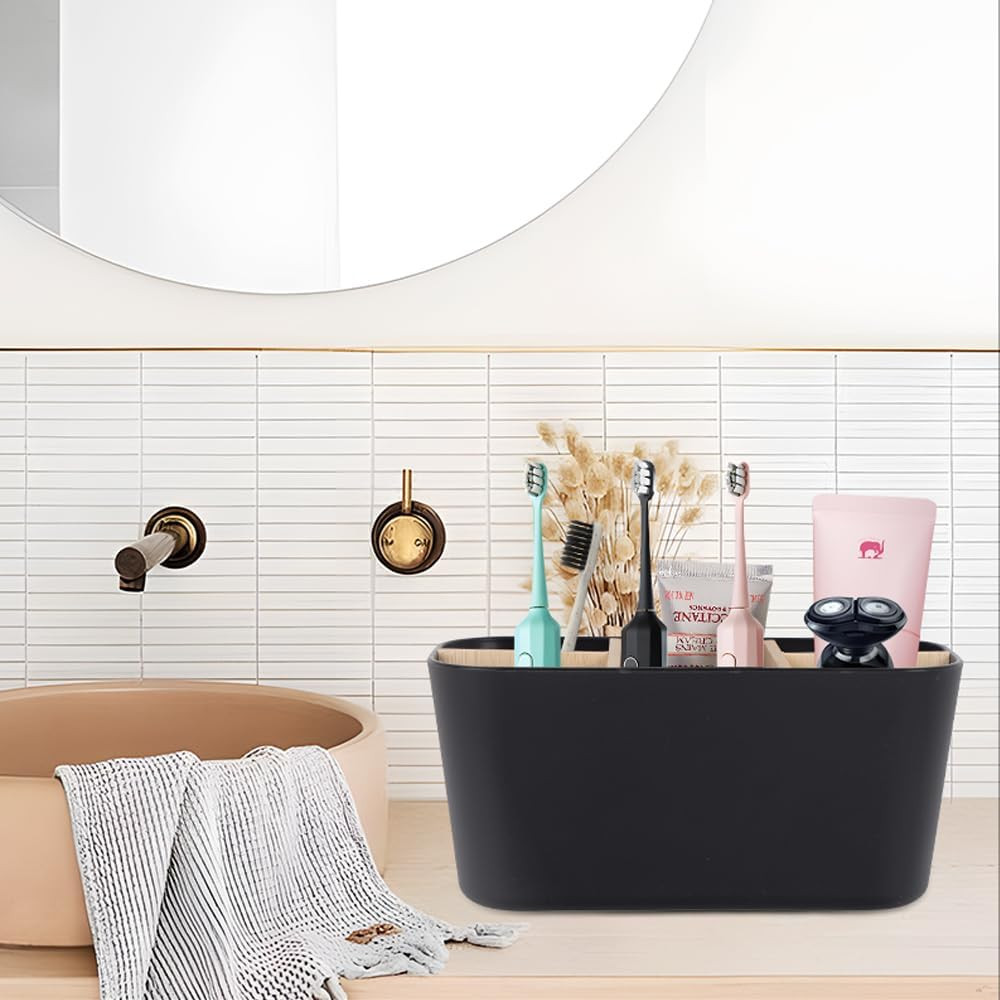 Toothbrush Holders for Bathrooms Bamboo Toothbrush and Toothpaste Holder Electri