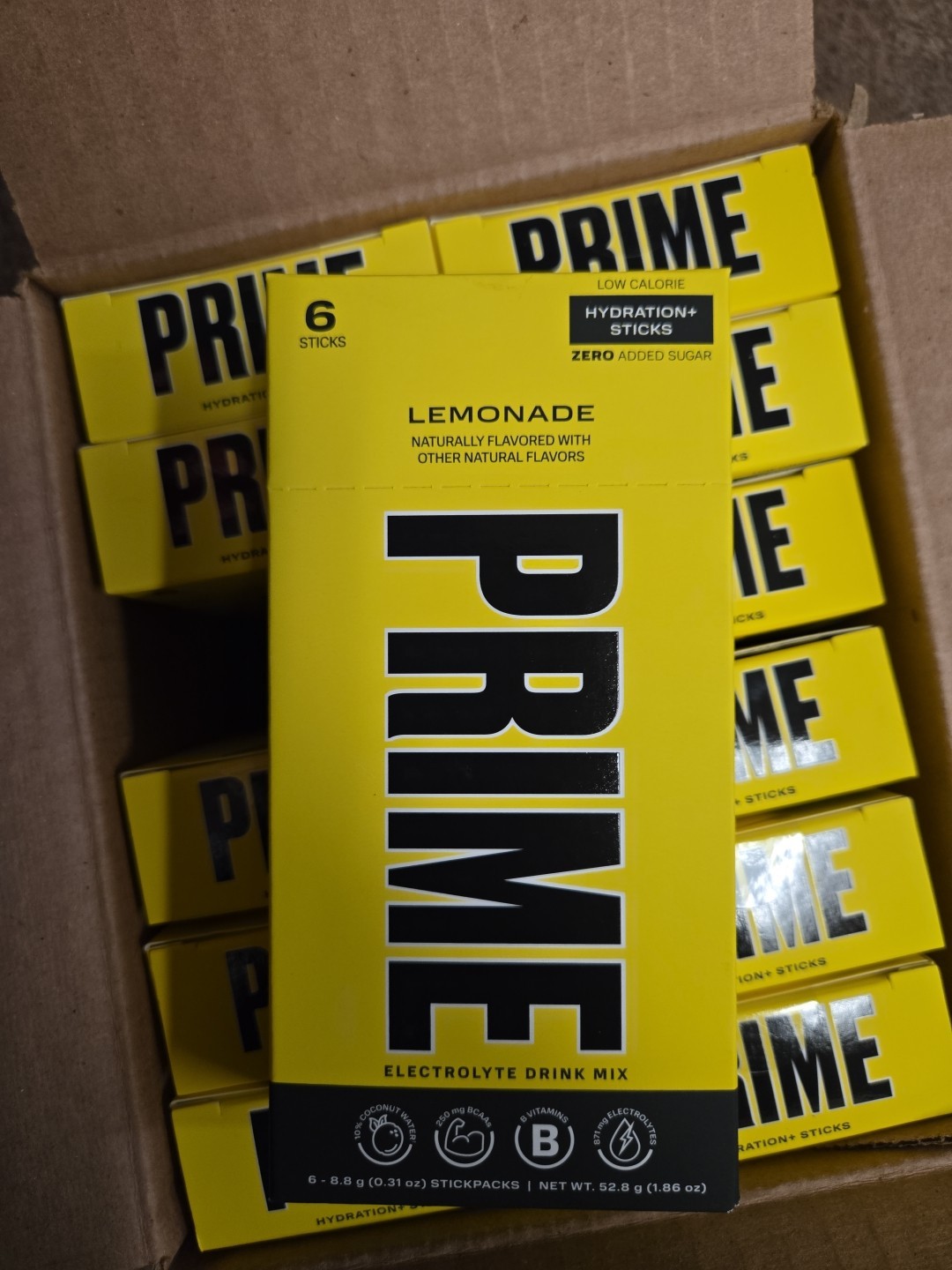 Prime Hydration Lemonade Drink Mix 6 stick Lot Of 12 BX 72 Ct 01/26