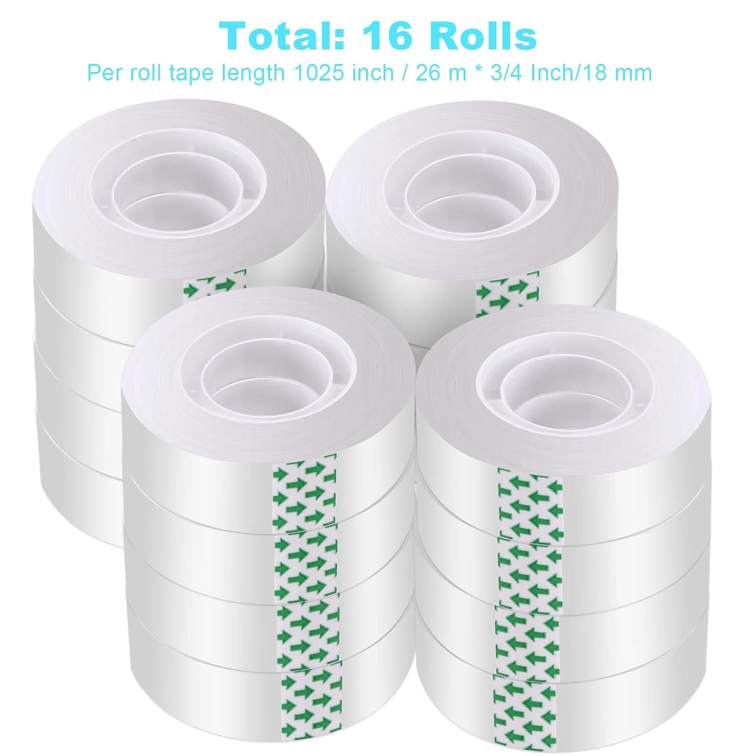 Clear Transparent Tape Rolls 3/4" x 1000" Dispenser Refill 16 Tape Rolls Scotch.