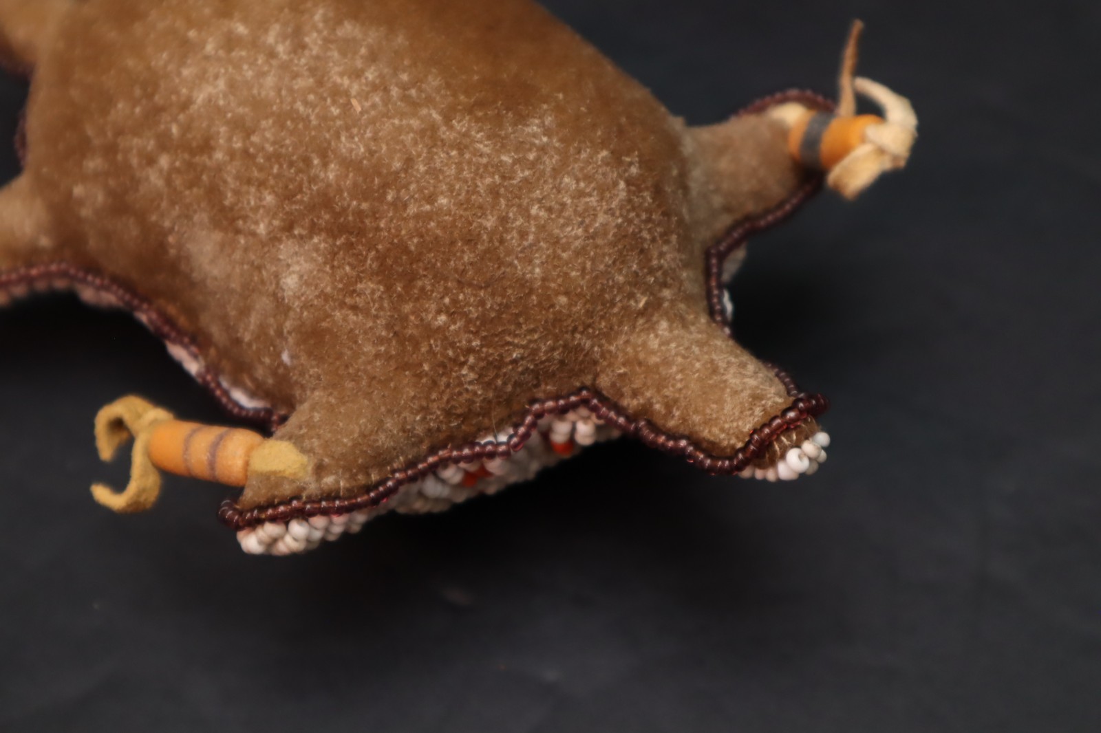 HAND MADE NATIVE AMERICAN BEADED LEATHER FETISH, TURTLE AMULET VINTAGE