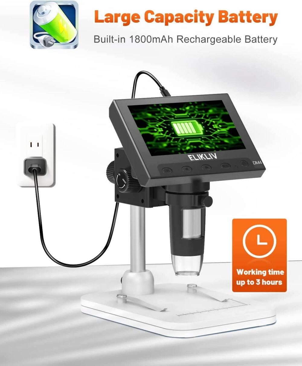 Elikliv 4.3" Coin Microscope Digital 1000x USB Soldering Microscope for Adults