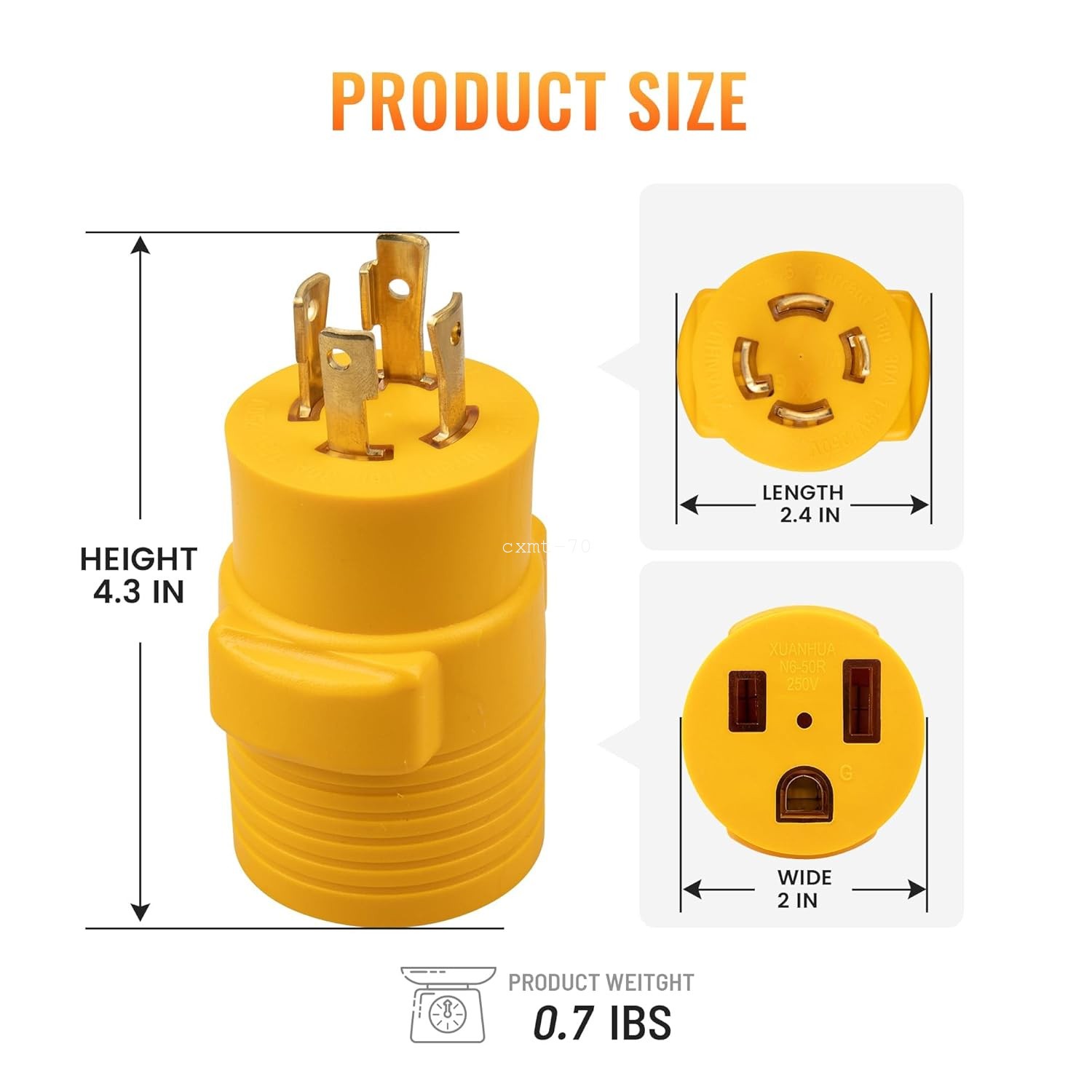 Generator to Welder Adapter Nema L14-30P to 6-50R Twist Lock Male to Female Plug