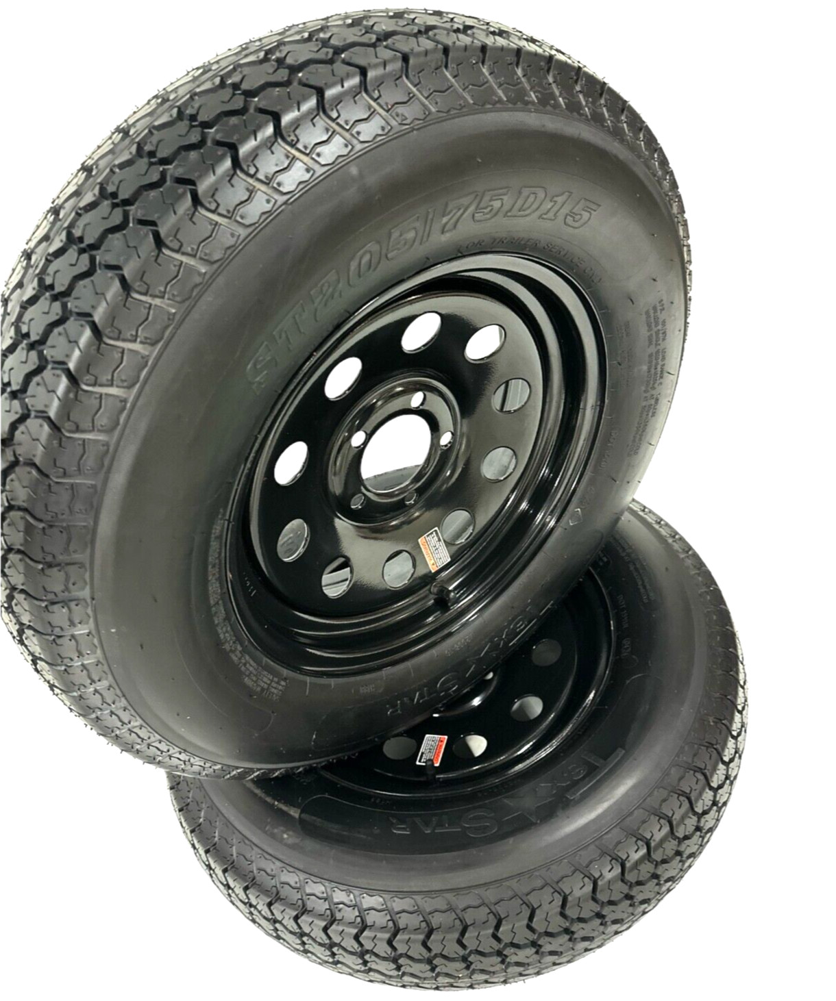 2-PK Trailer Tire on Rim ST205/75D15 LRC Black Modular Wheel 5x5" Bolt Pattern
