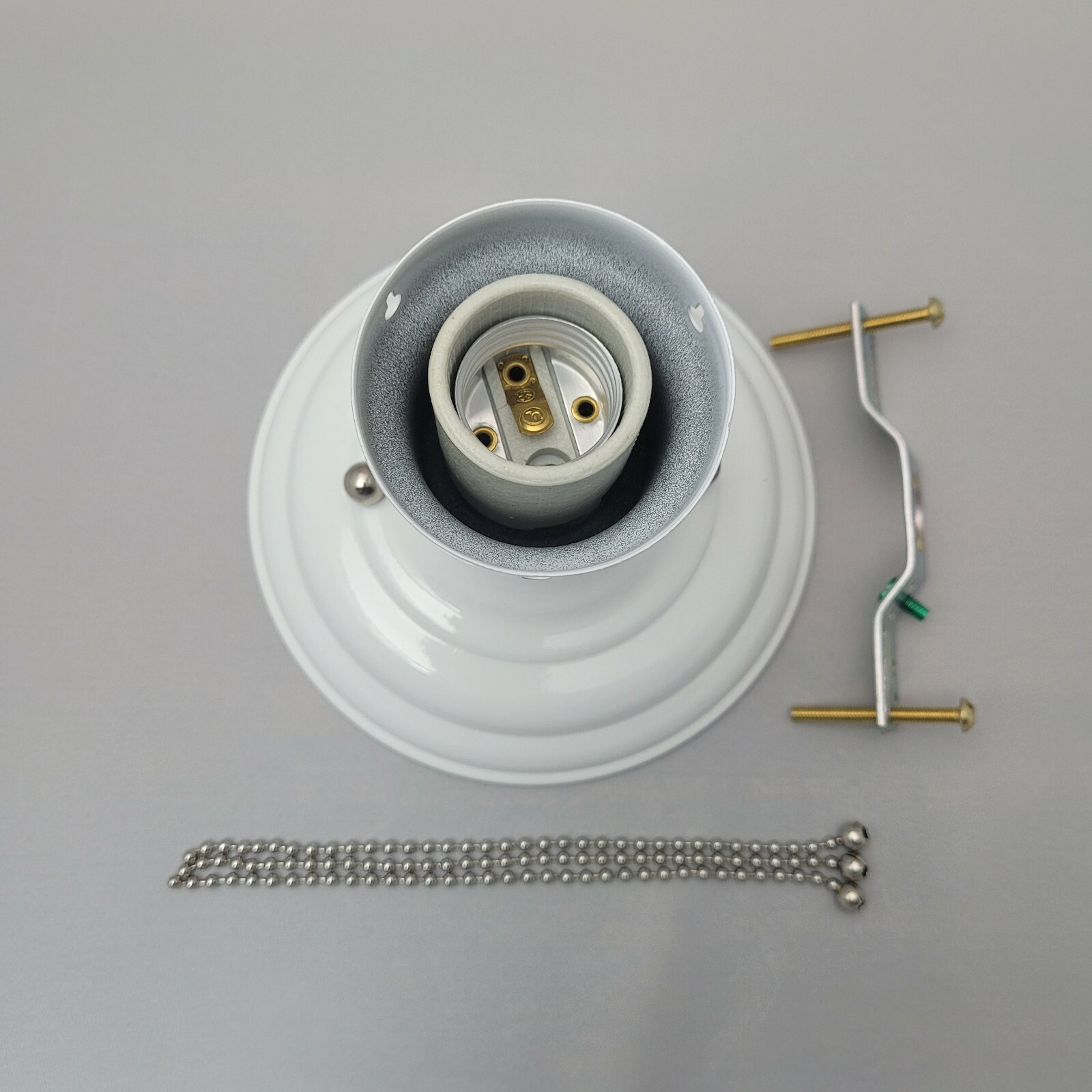 LOOK!!! NEW WHITE 3-CHAIN LIGHT FIXTURE -VINTAGE ART DECO SHADE Three Chain