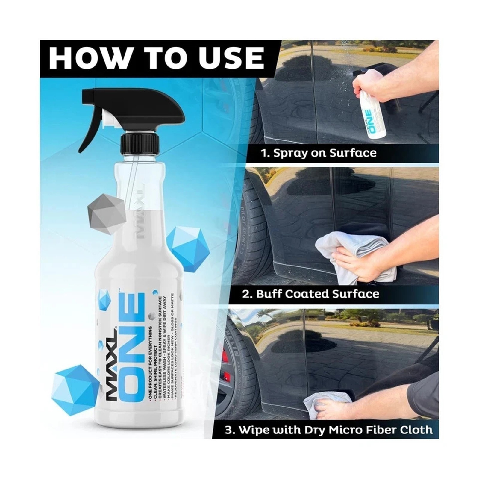 Maxlone Car Spray Coating Agent Quick Spray & Wipe Multi Functional New✨