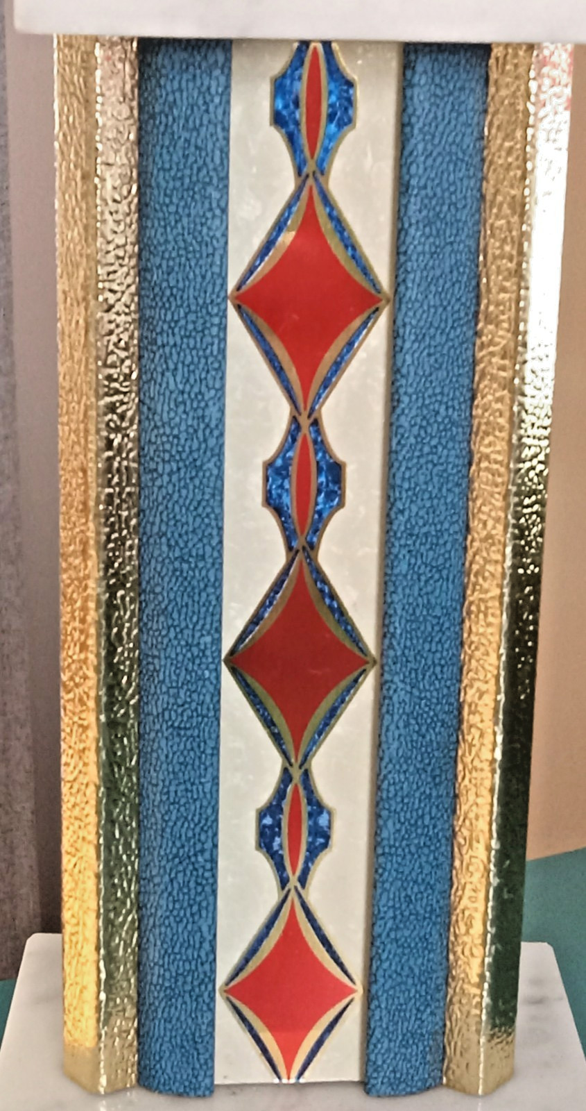 Vtg MCM Deco Italian Marble Baseball Softball Trophy Gold Metal Mid Century EUC