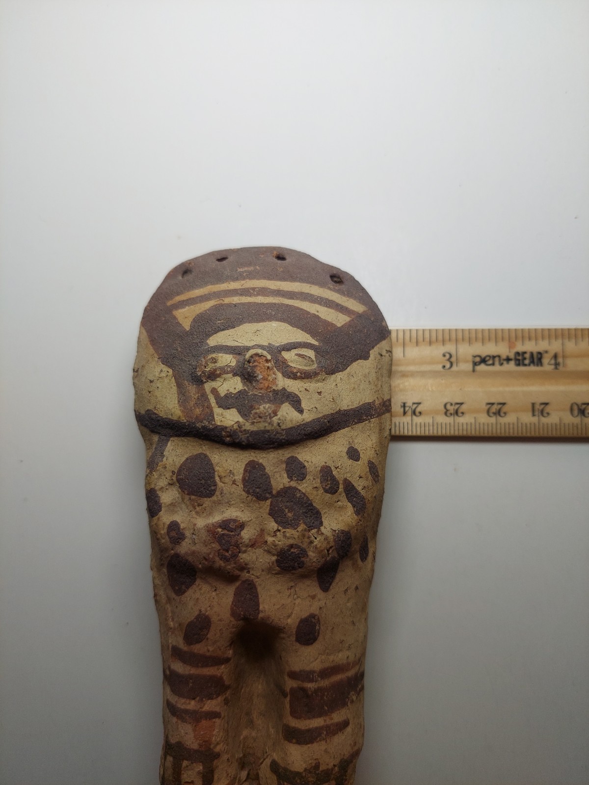 Pre-Columbian Chancay Peruvian Slip Painted Pottery Cuchimilco Figure 1200-1450