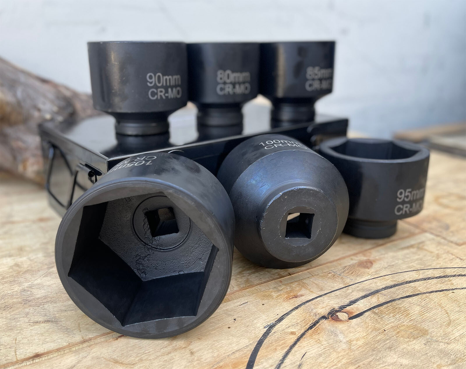 6Pcs 1" Dr. Jumbo Shallow Impact Socket Set Cr-Mo Metric 80 85 90 95 100 105mm