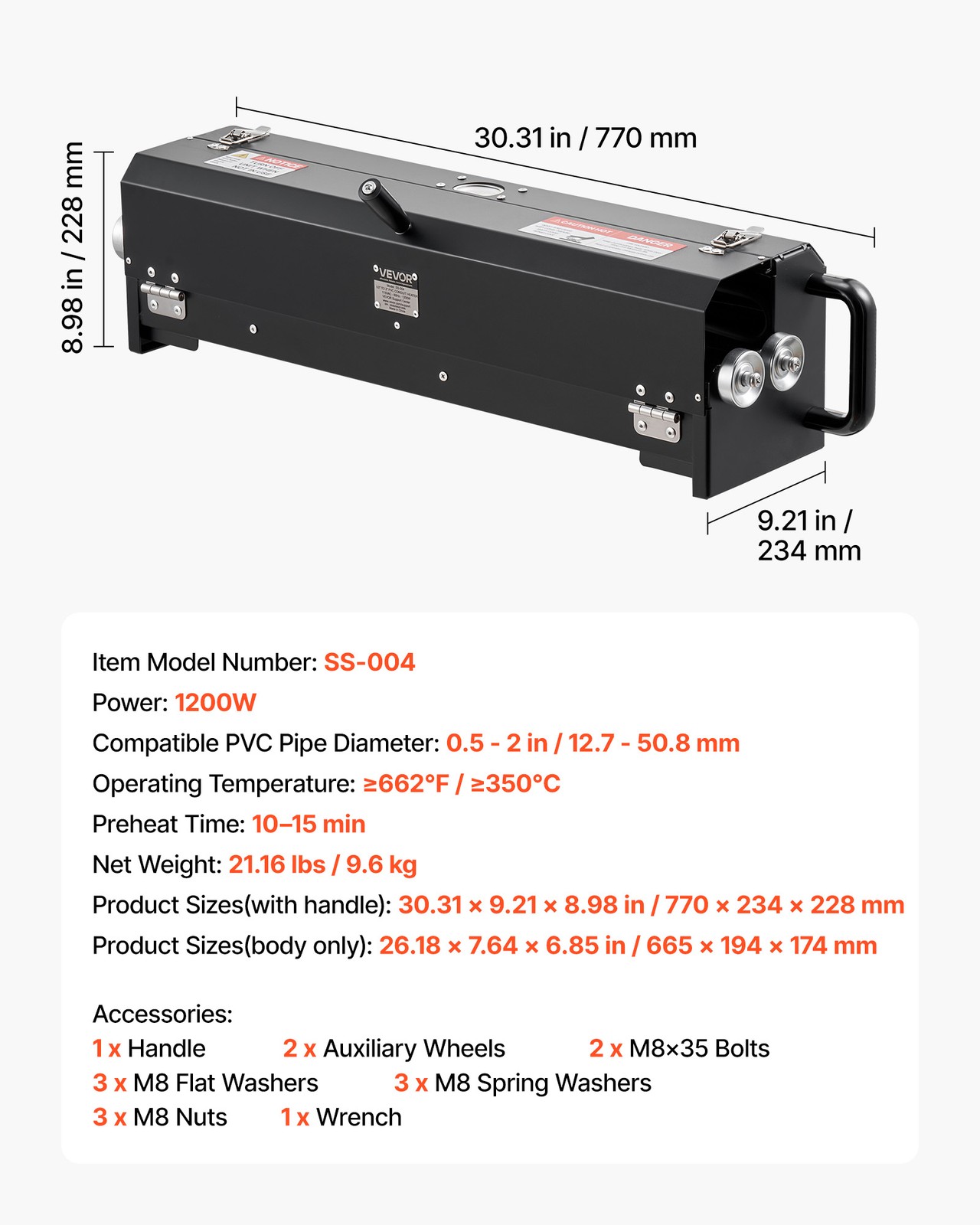 VEVOR Electric PVC Heater PVC Bender Conduit Heater 1/2" - 2" 1200W Pipe Bending