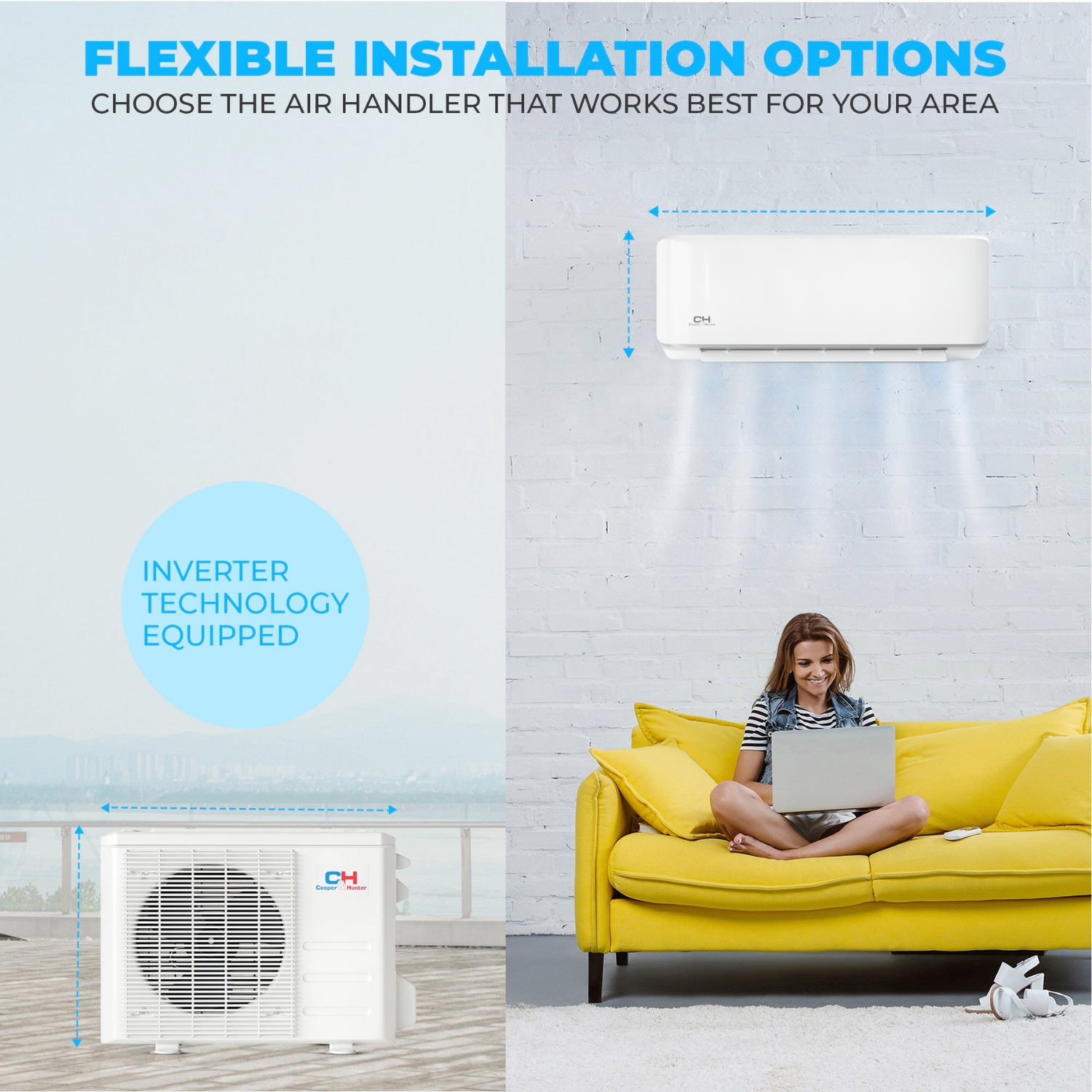 24000 BTU AIR CONDITIONER Mini Split Heat Pump Air Conditioner 18.9 SEER 2 TON