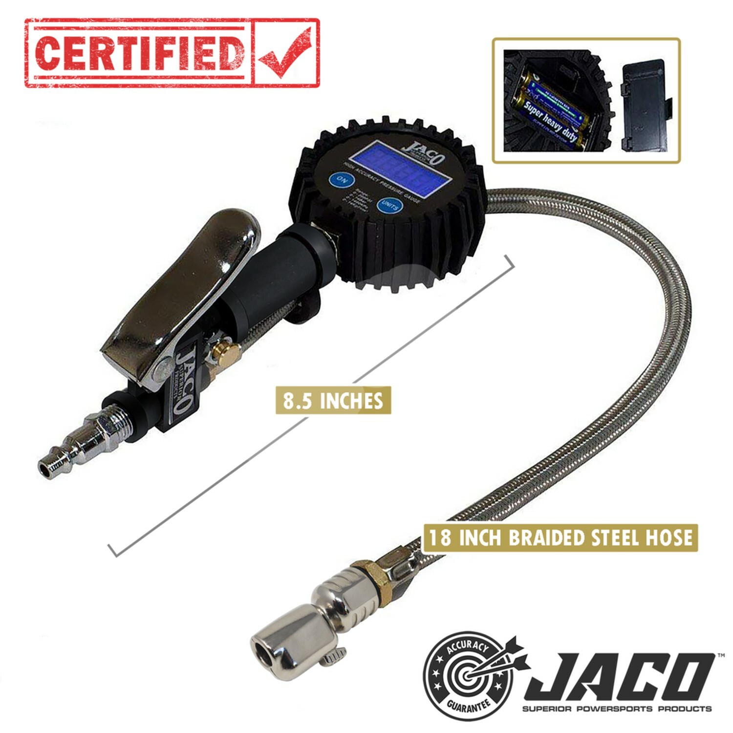 JACO FlowPro Digital Tire Inflator Gauge - 200 PSI