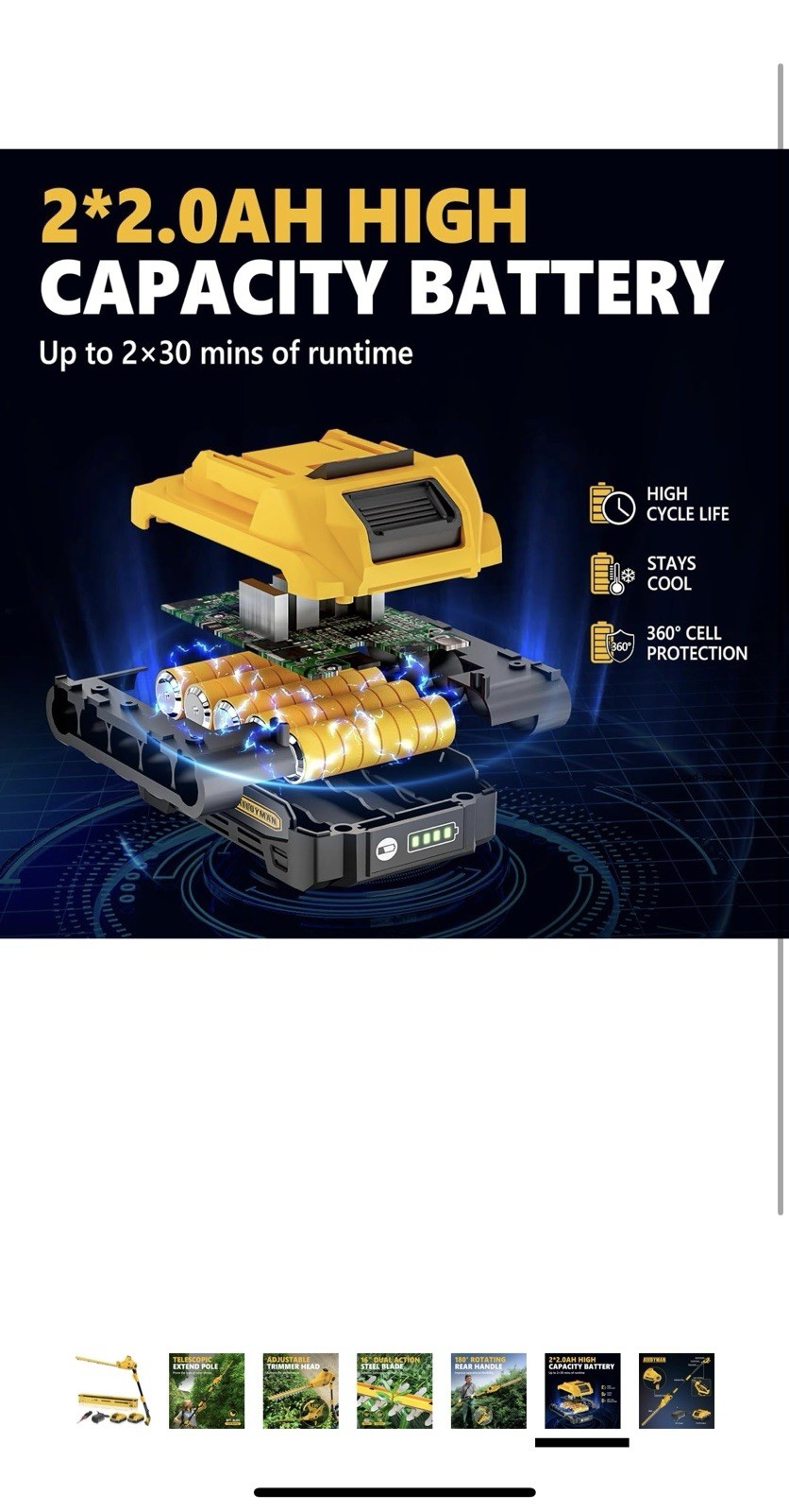 20V MAX Pole Hedge Trimmer,Telescoping Pole Hedge Trimmer,with 2 Packs 2.0Ah ...