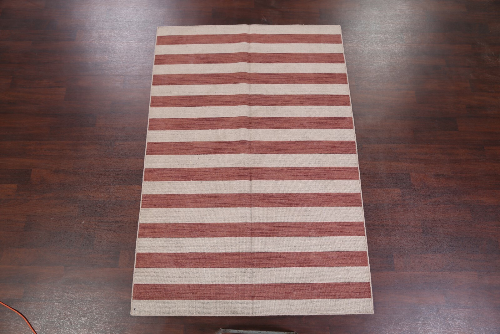 Reversible Striped Design Rust/Beige Gabbeh Oriental Rug Hand-Knotted 6x8 ft