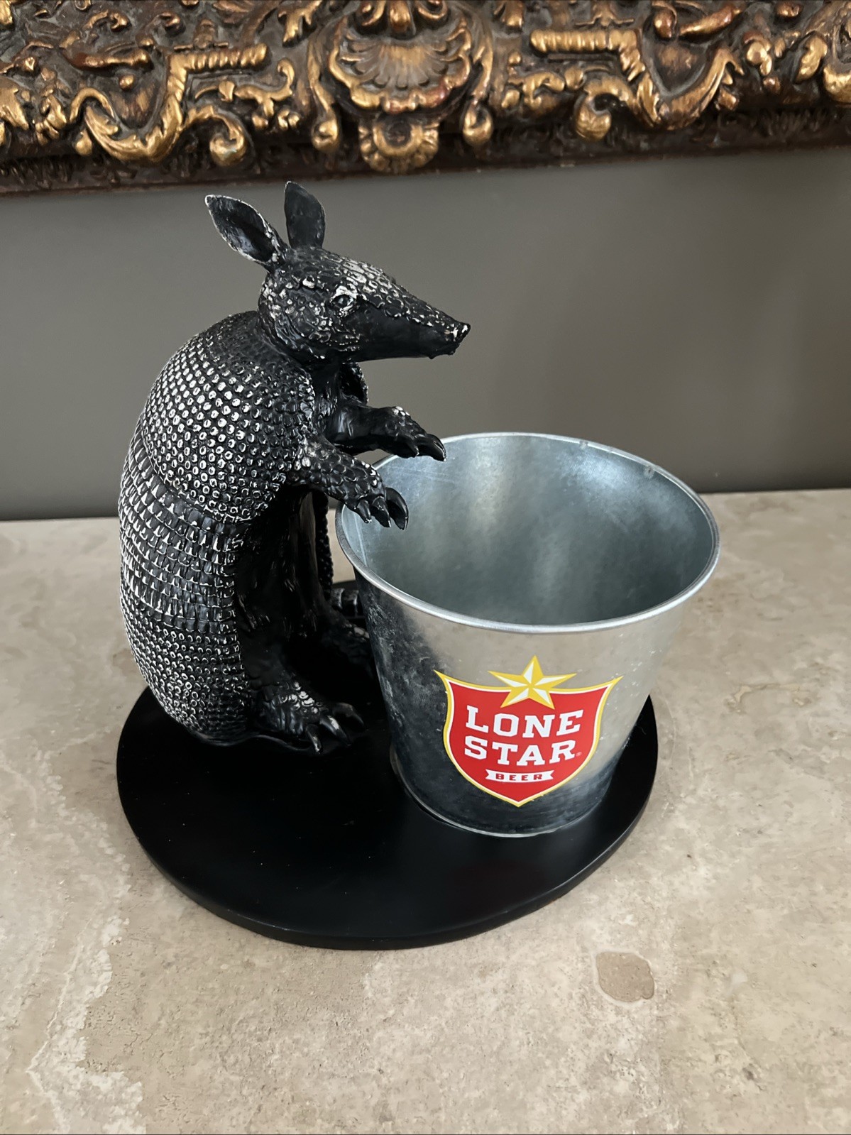 VTG. 1970s LONE STAR BEER ARMADILLO ICE BUCKET BACK BAR ADVERTISING DISPLAY RARE