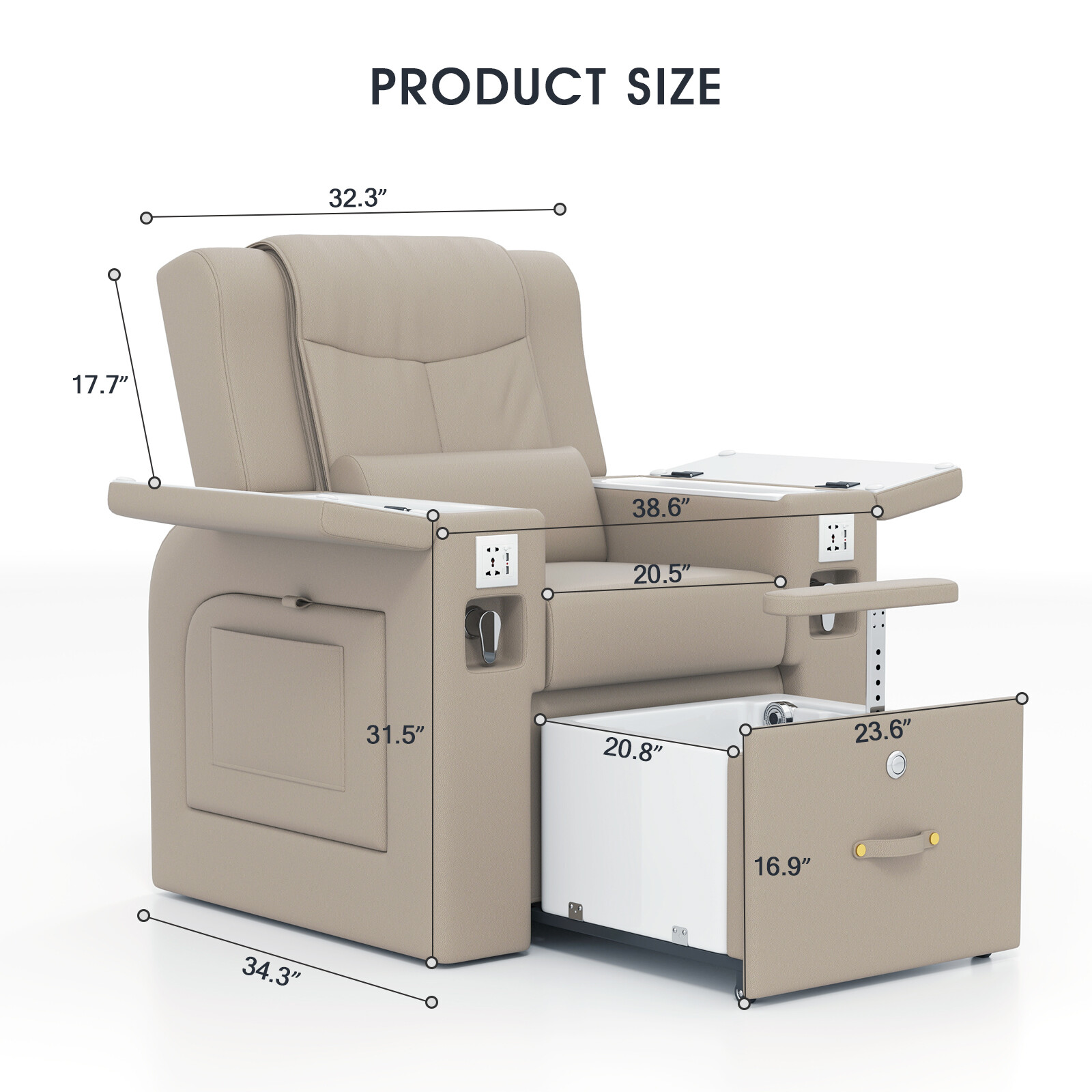 Pedicure Spa Chair with Smart Foot Bathtub,Manicure Salon Tattoo for Nail Tech