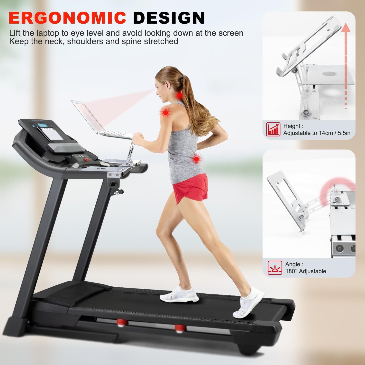 Treadmill Laptop Holder Adjustble Height Width