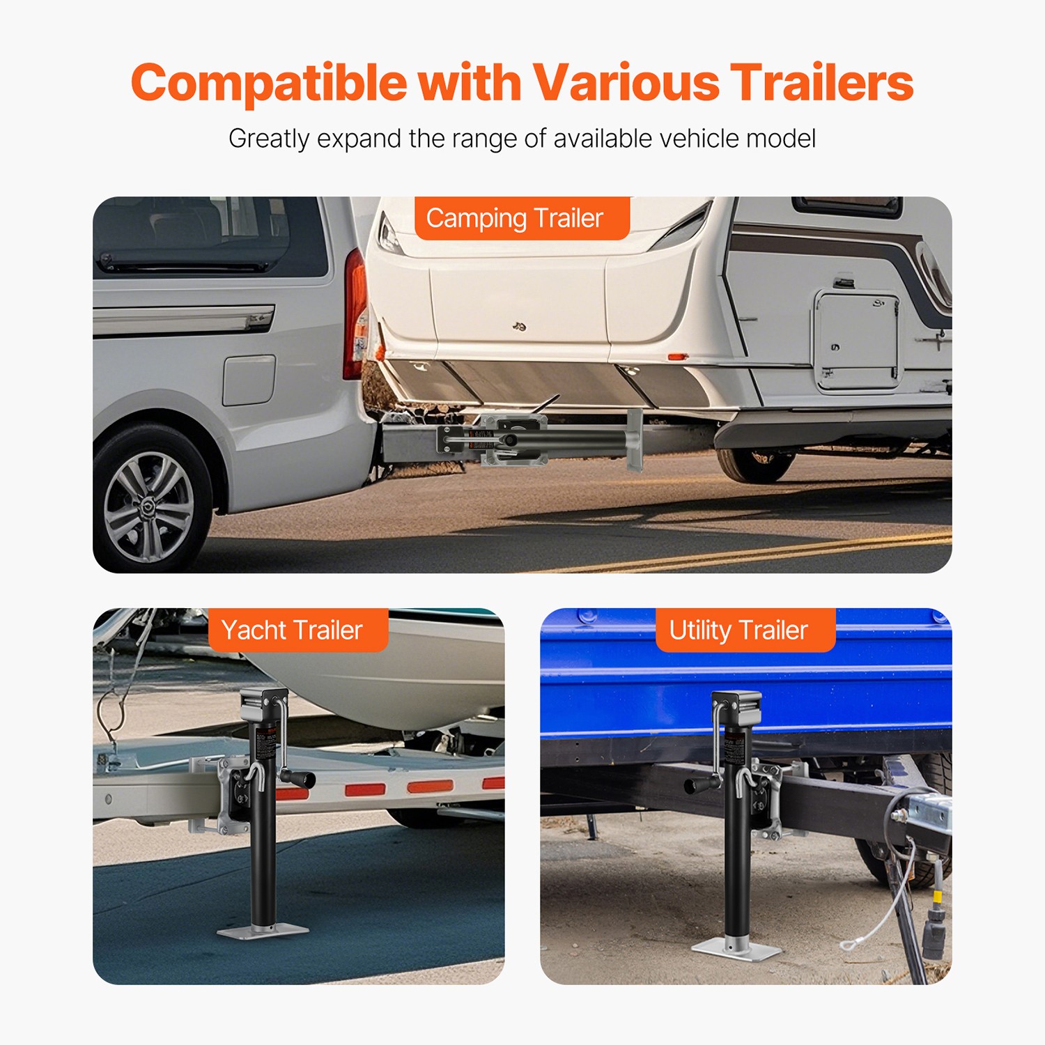 Trailer Jack Bolt-on Trailer Tongue Jack 2500 lbs Dynamic Load 15" Travel