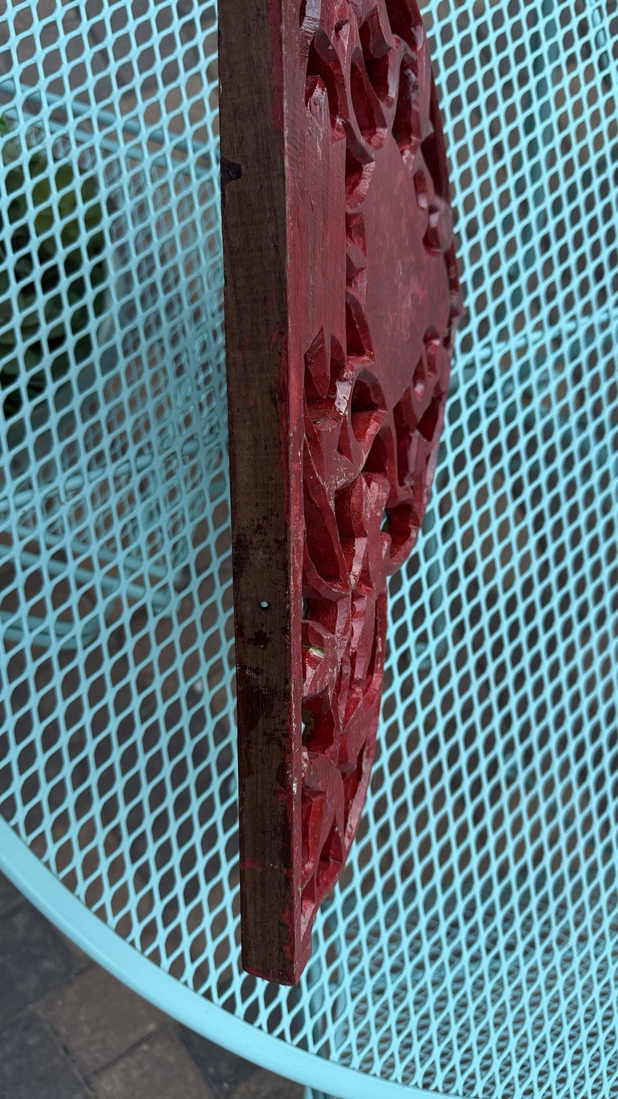 Vintage Tibetan Buddhist Traditional Hand Carved Painted Wood Door Topper (?)