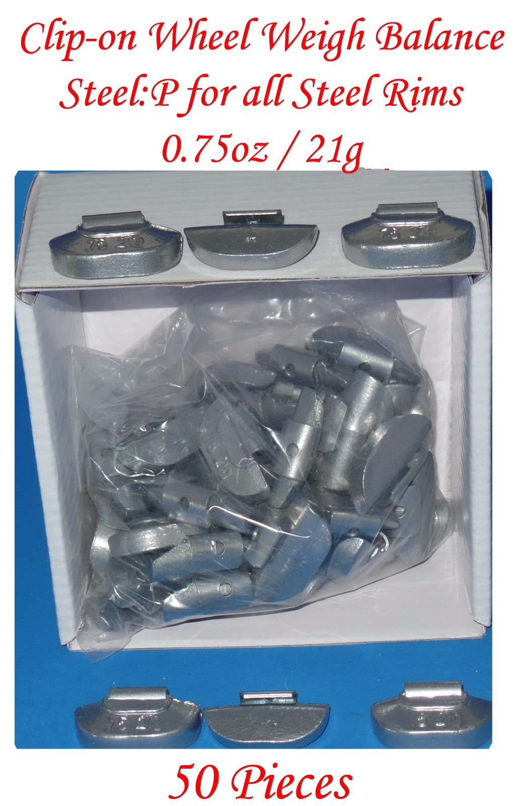 ASSORTMENT 300 Pcs CLIP-ON WHEEL WEIGHT BALANCE P 0.25 0.50 0.75 1.0 1.25 1.50z