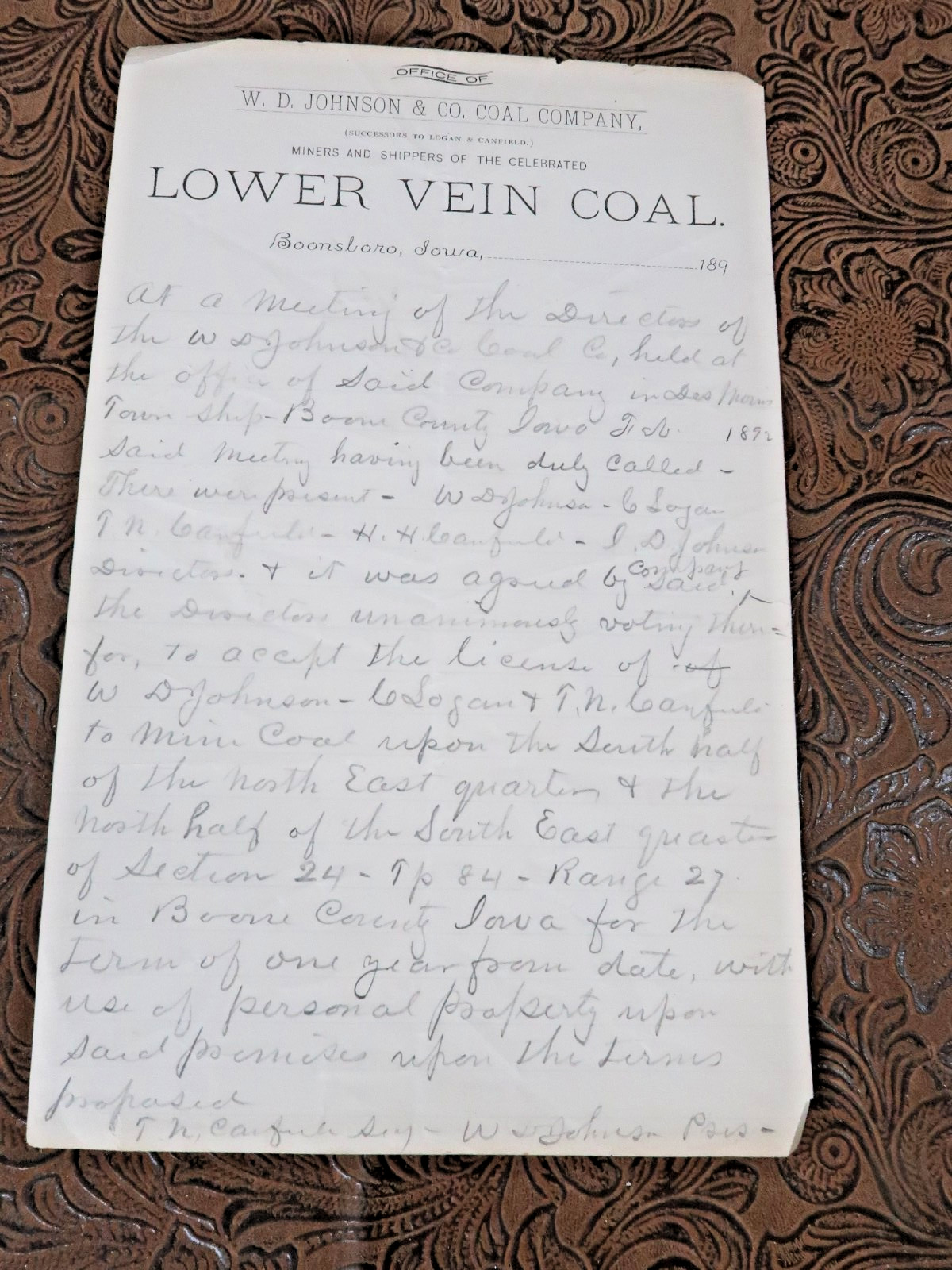 Boonsboro Iowa Lower Vein Coal 1892 Boone Iowa History WOW