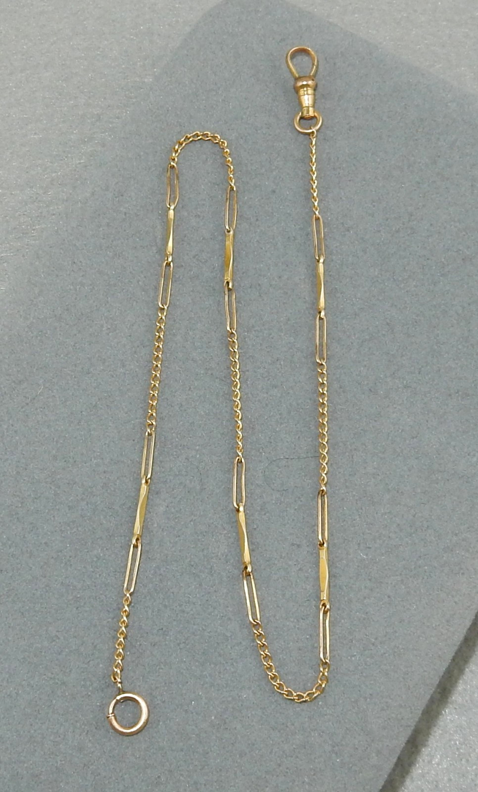 Antique Yellow Gold Filled 14.5" Fancy Bar Link Pocket Watch Chain 3.4g