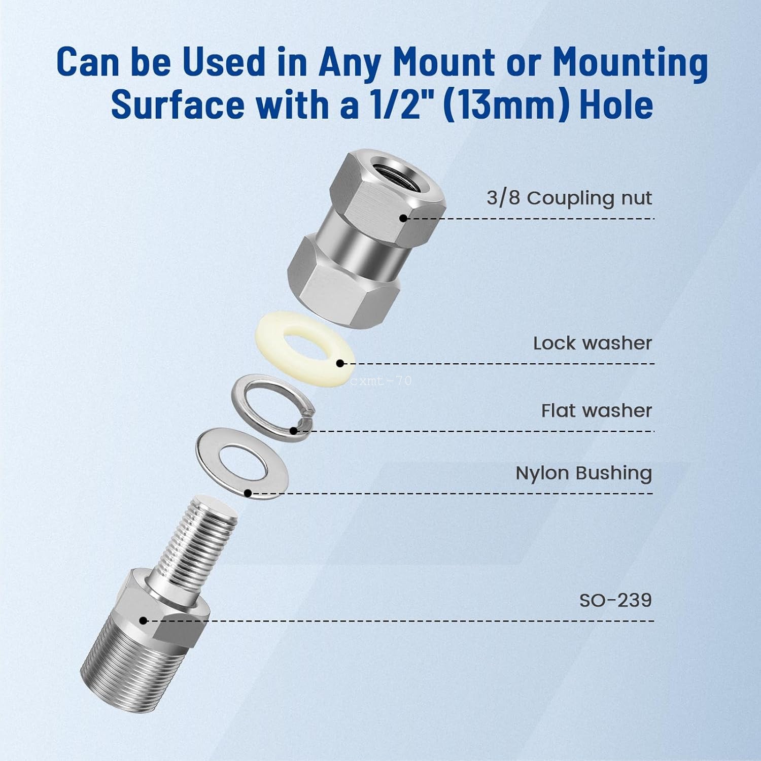 CB Antenna Stud Mount SO-239 3/8-24 Thread Heavy Duty For SUV Truck Ham Radio