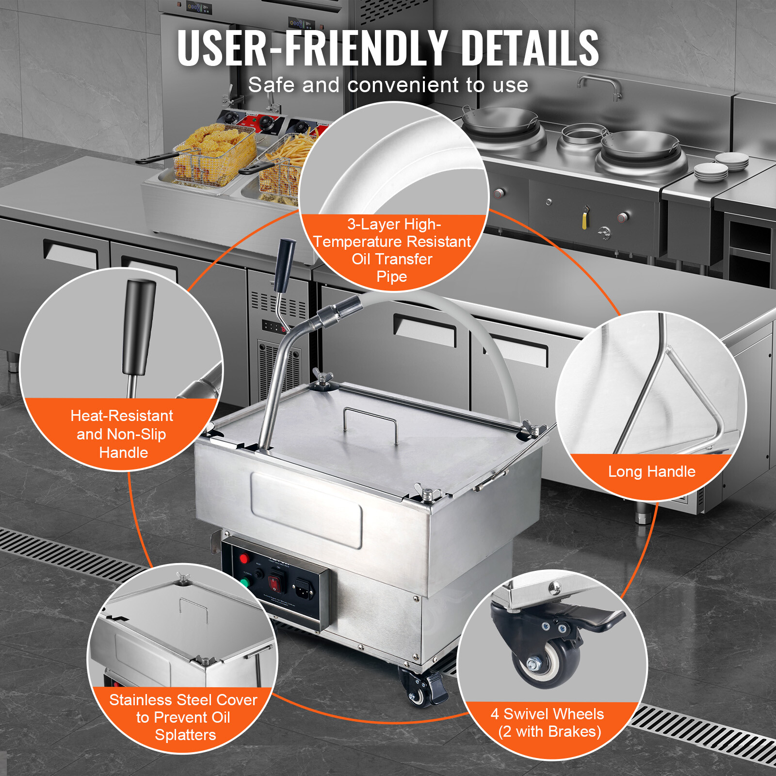 VEVOR Fryer Oil Filter Commercial Cooking Oil Filtration System 18L Capacity