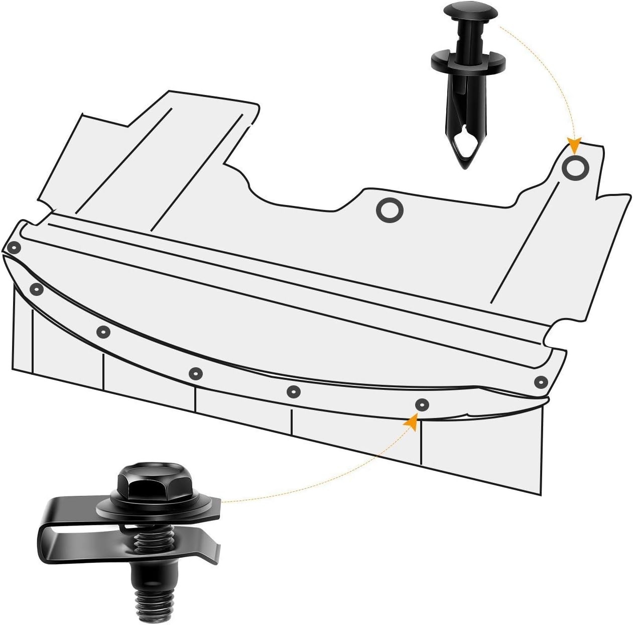 For Nissan 35 Pcs Body Bolts & U-nut Clips- M6 Engine Under Cover Splash Shield