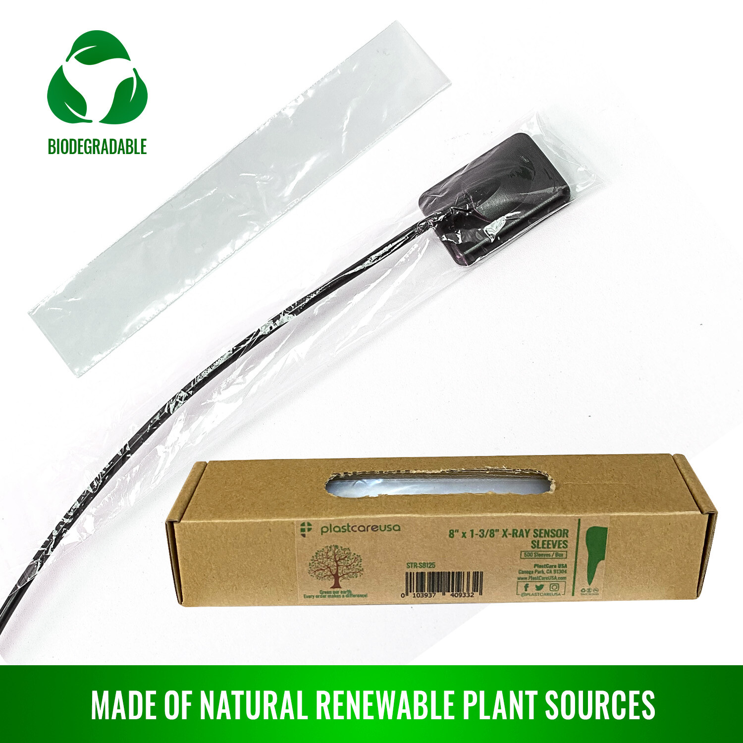 6000 Biodegradable Disposable Dental X-Ray Sensor Cover Sleeves (8" x 1 3/8")