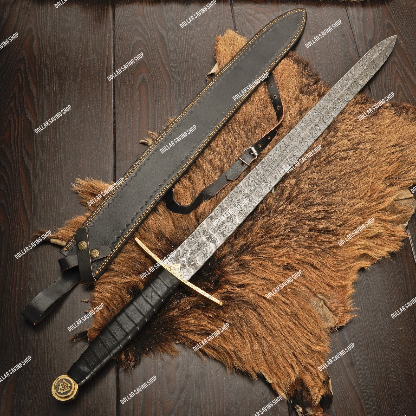 Damascus Steel Viking, Einherjar Blade of Valhalla / Norse Inspired long sword.