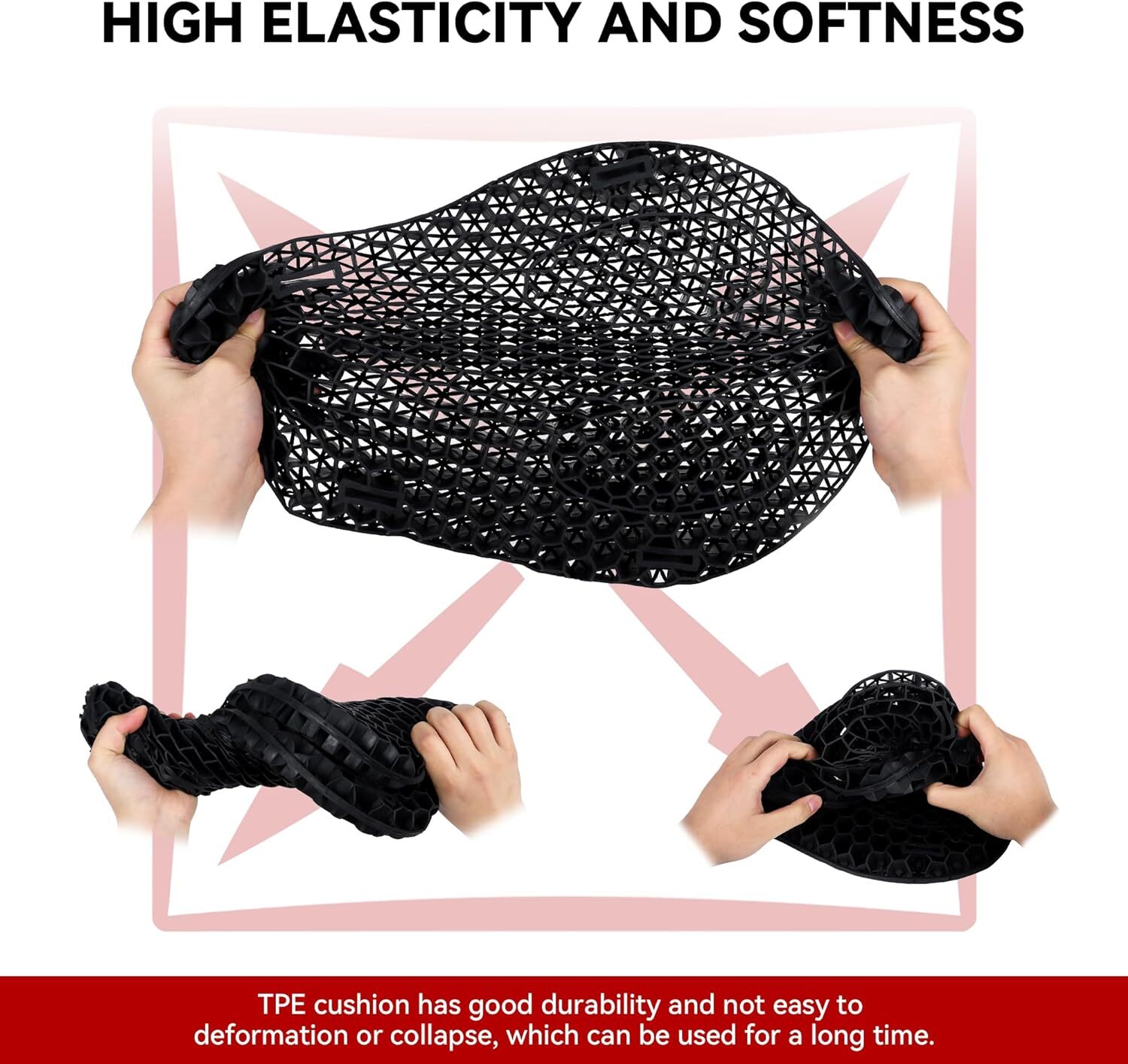 Motorcycle Seat Comfort 3D Gel Seat Cushion Pressure Relief Air Pad Universal US