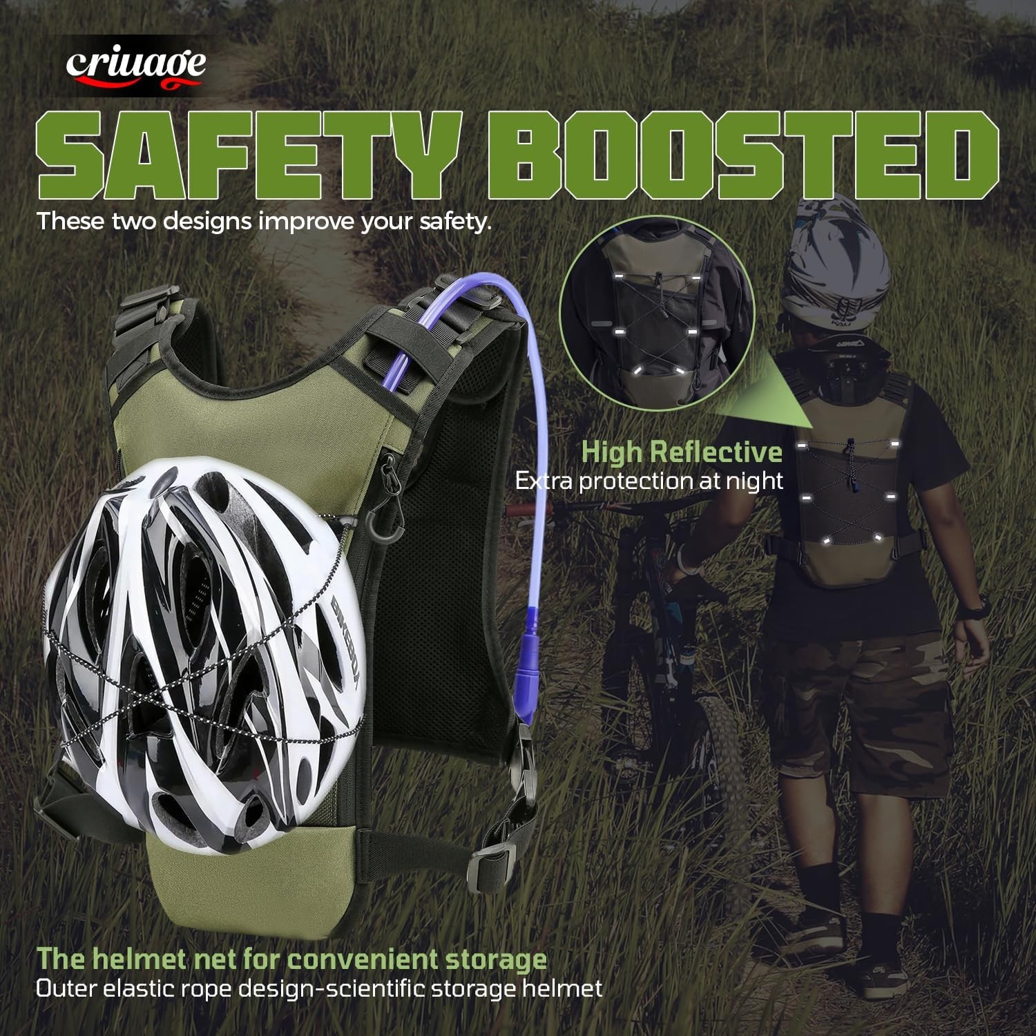 Hydration vest backpack, lightweight chest pack with 2.0 liter water bladder