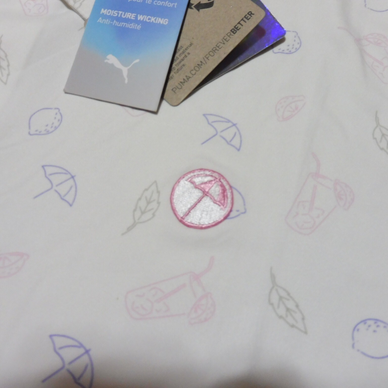 PUMA ARNOLD PALMER Mens XL CONTENDER POLO SHIRT WHITE LAVENDER CLOUDSPUN AP