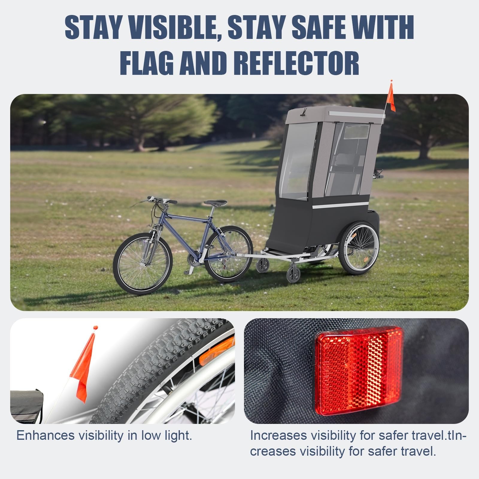 Adult Bicycle Trailer, 165-220 lbs Capacity with Weatherproof Cover