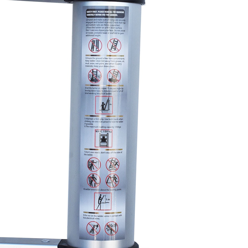 14.5FT Aluminum Extension Telescoping Heavy Duty Lightweight Step Ladder 330lbs