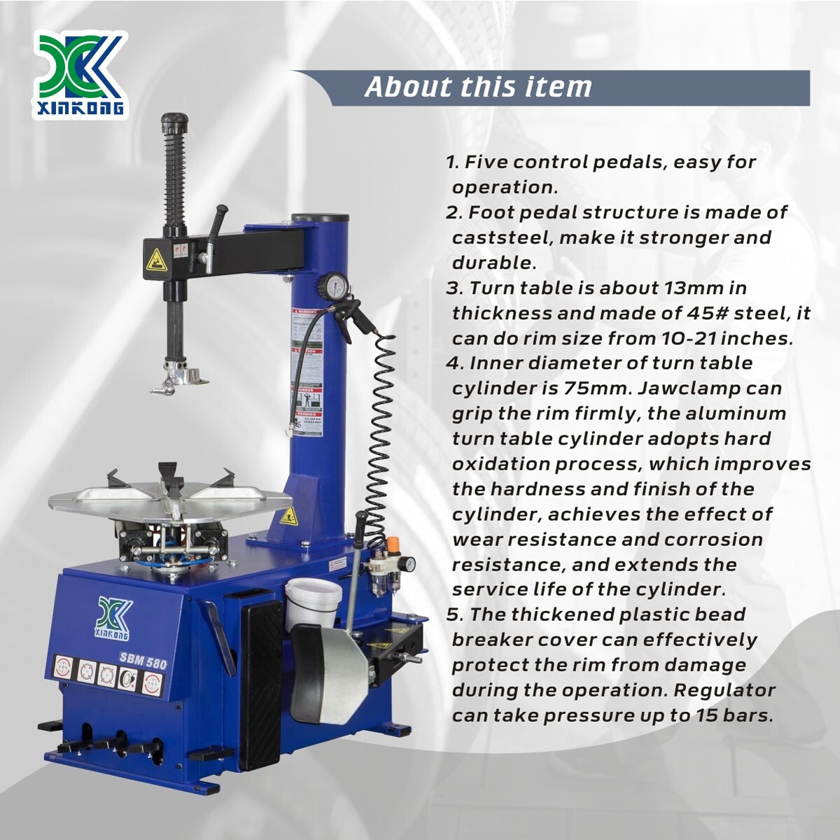 XK 580 690 Tire Changer Wheel Balancer Machine Combo Tire with Hood Cover 2.0 HP