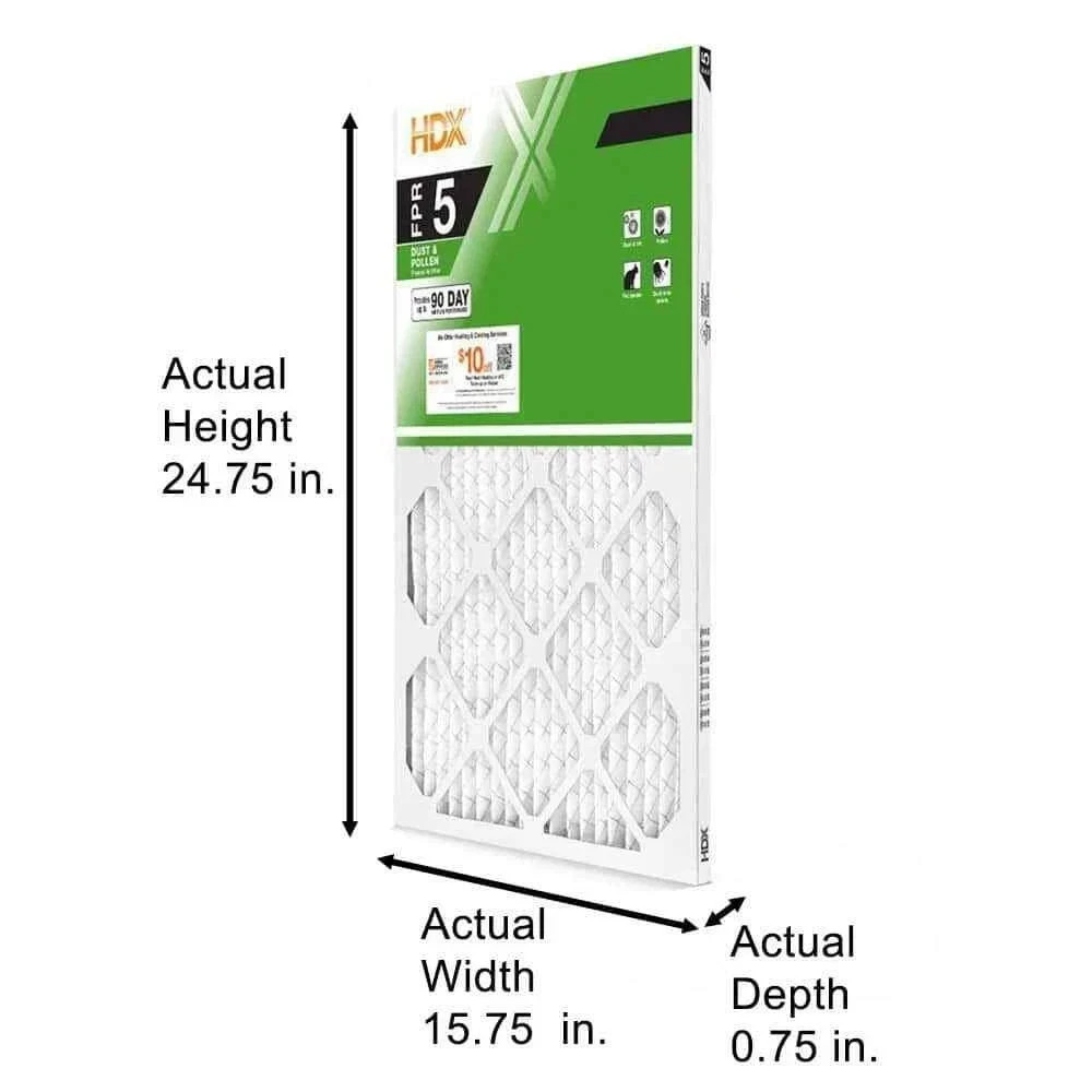 16 x 25 x 1 Standard Pleated Air Filter FPR 5, 3-Pack, Air Filters Replacement