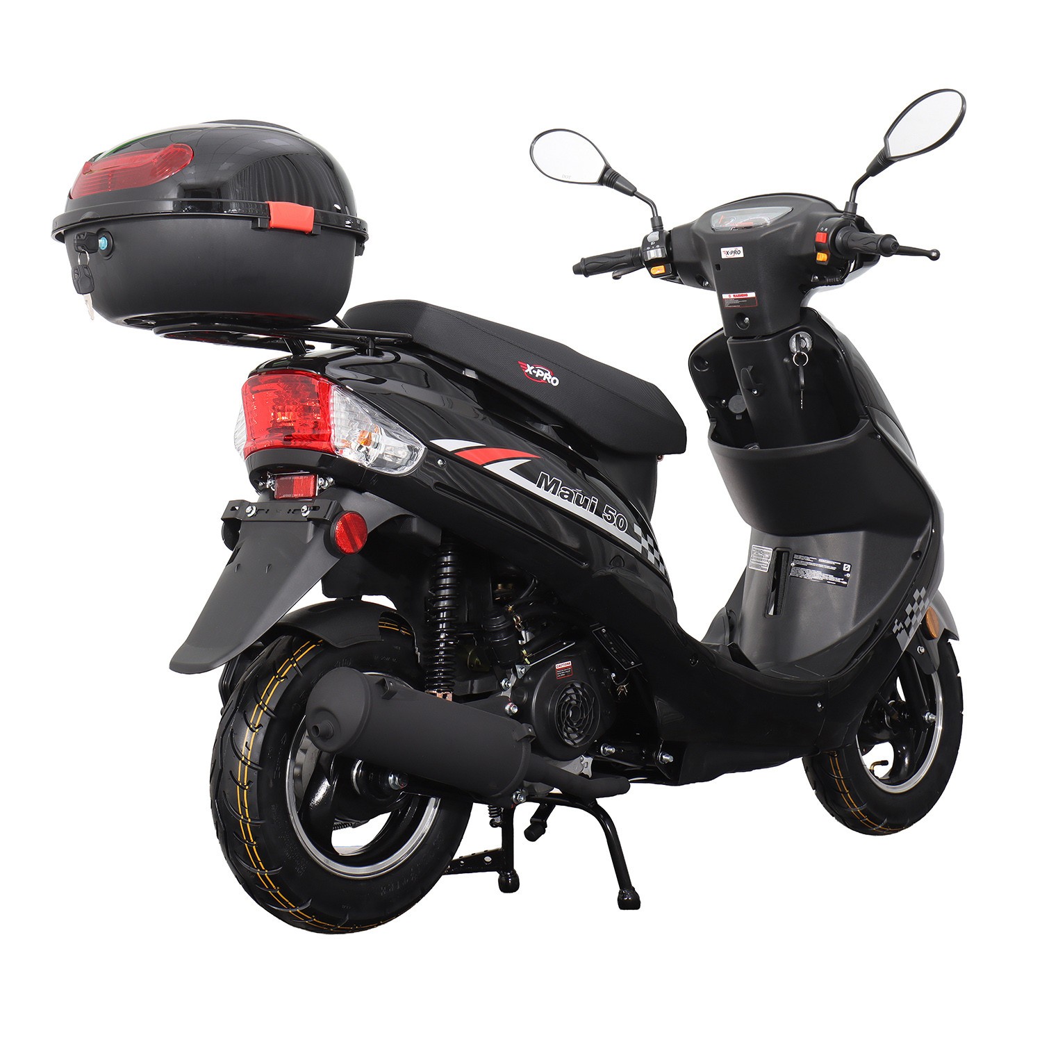 X-PRO Maui 50cc Moped Scooter with 10" Aluminum Wheels Rear Trunk Electric Start