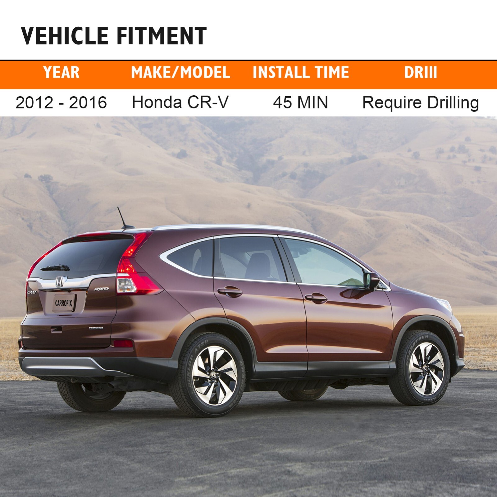 Vehicle Wiring Harness with 4 Way Flat Trailer Connector for 2012-2016 Honda CRV