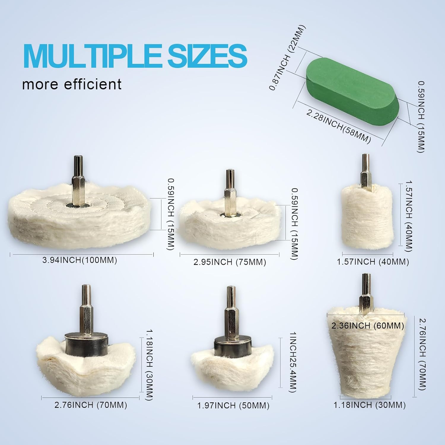 6 Drill Buffing Wheels and 3 Polishing Compounds, Multi-Specification Polishing