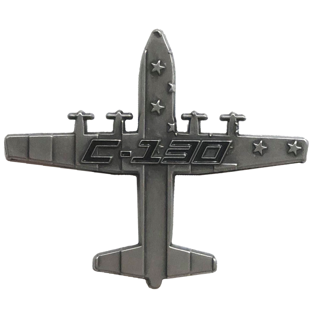 C-130 Hercules Military Aircraft Shaped Challenge Coin