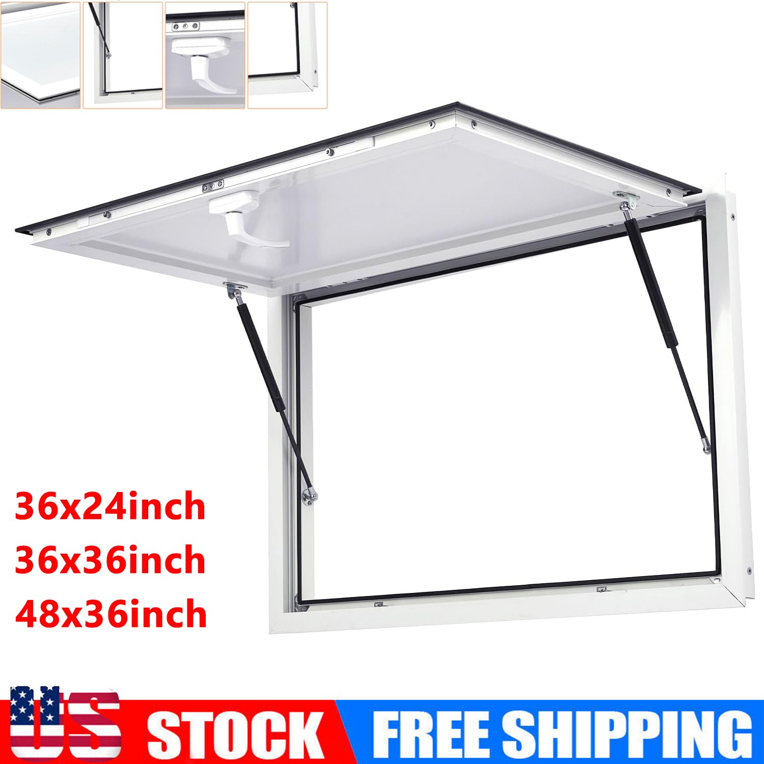 48"L/36"L x 36"W/24"W Concession Stand Serving Window Food Truck Service Awning