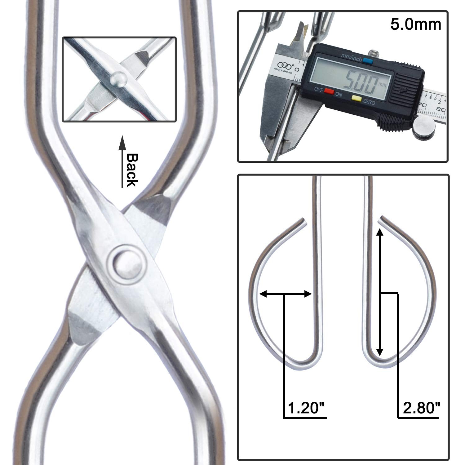 Stainless Steel Kitchen Scissor Tongs Set, 2-Piece (10/13 Inch) for Cooking, Gri