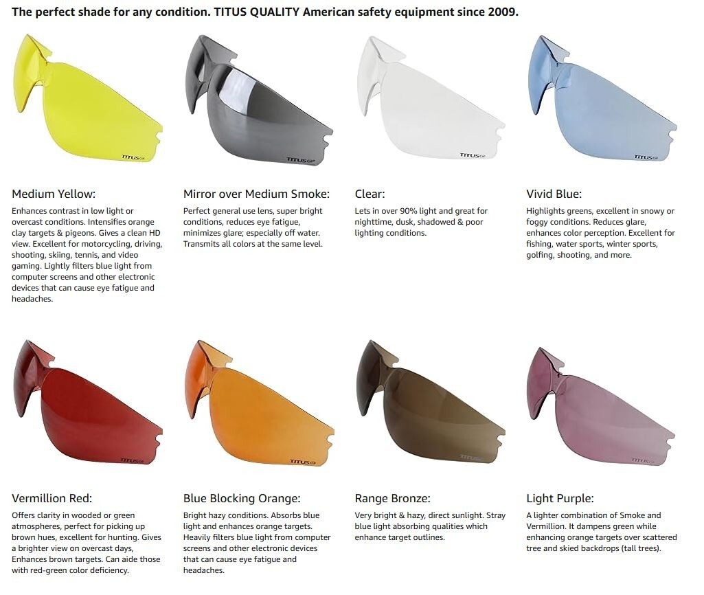 8 LENS CHANGEABLE SHOOTING SAFETY GLASSES EYE PROTECTION MULTI-LENS BUNDLE