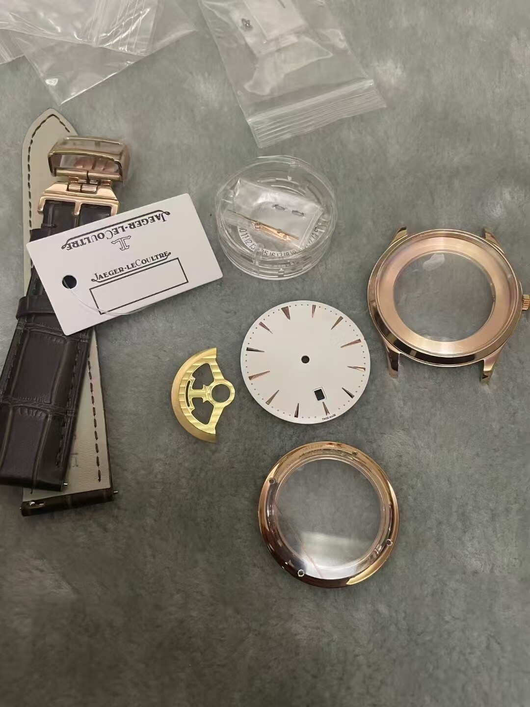 DIY SET for JaegerL 2824 watch case + dial + hands + Strap sapphire 40mm