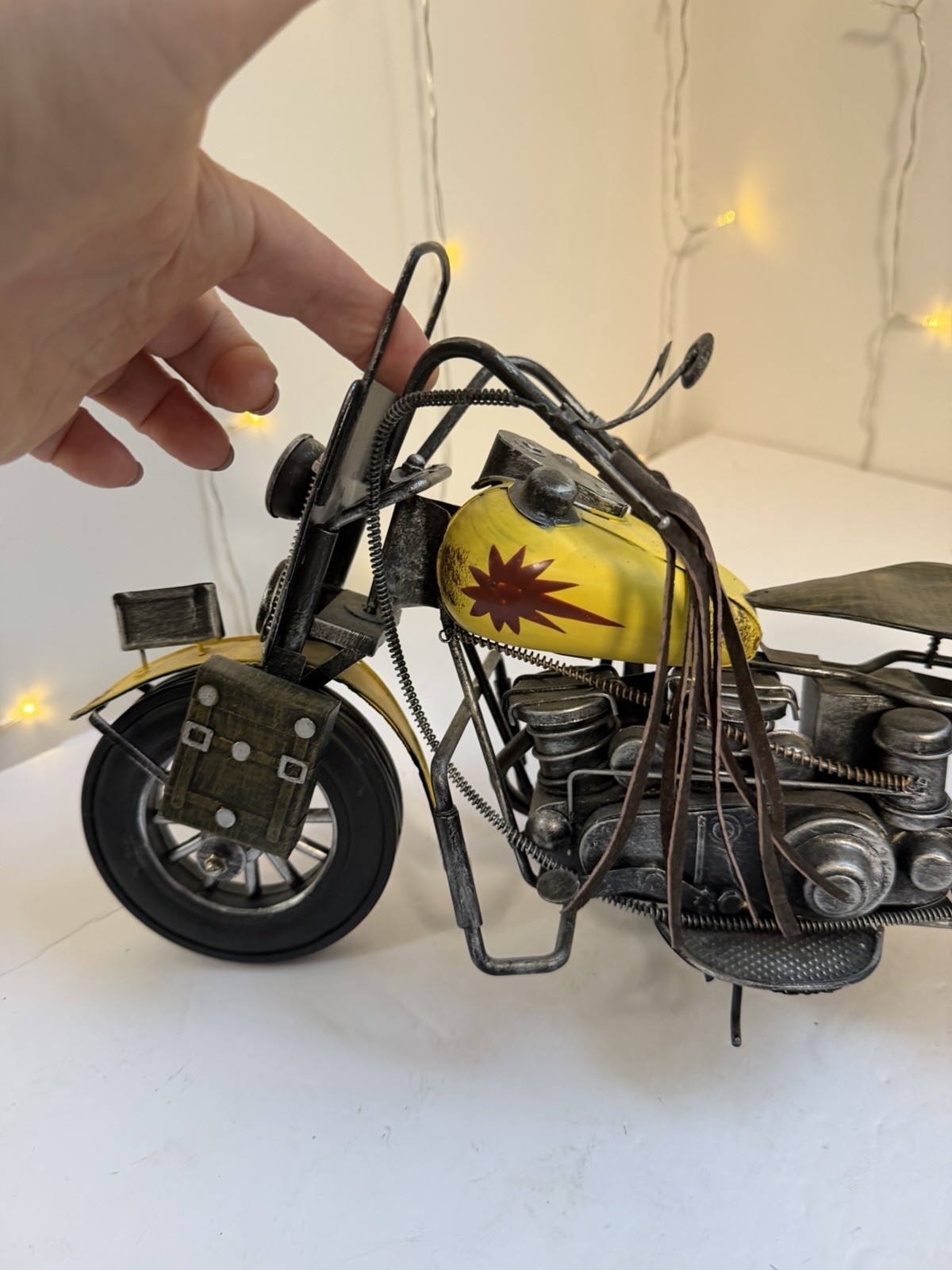 Vintage Style Metal Motorcycle Sculpture Retro Industrial Home Decor