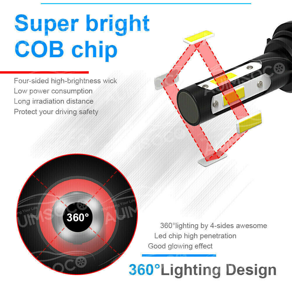 H13 9008 LED Headlight Bulbs Kit 10000W 1000000LM Hi/Lo Beam Super White Bright