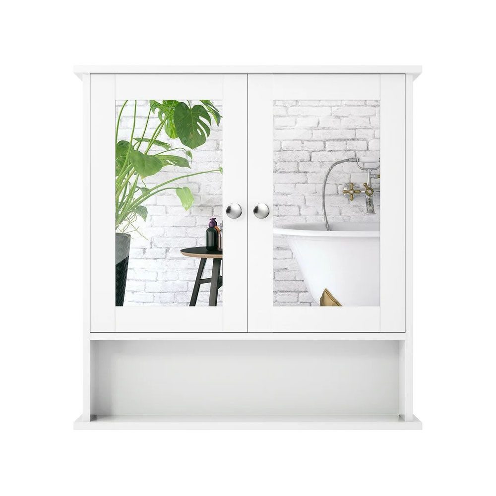 Bathroom Wall Mount Medicine Cabinet Storage Cabinet with 2 Mirror Door 3 Shelf