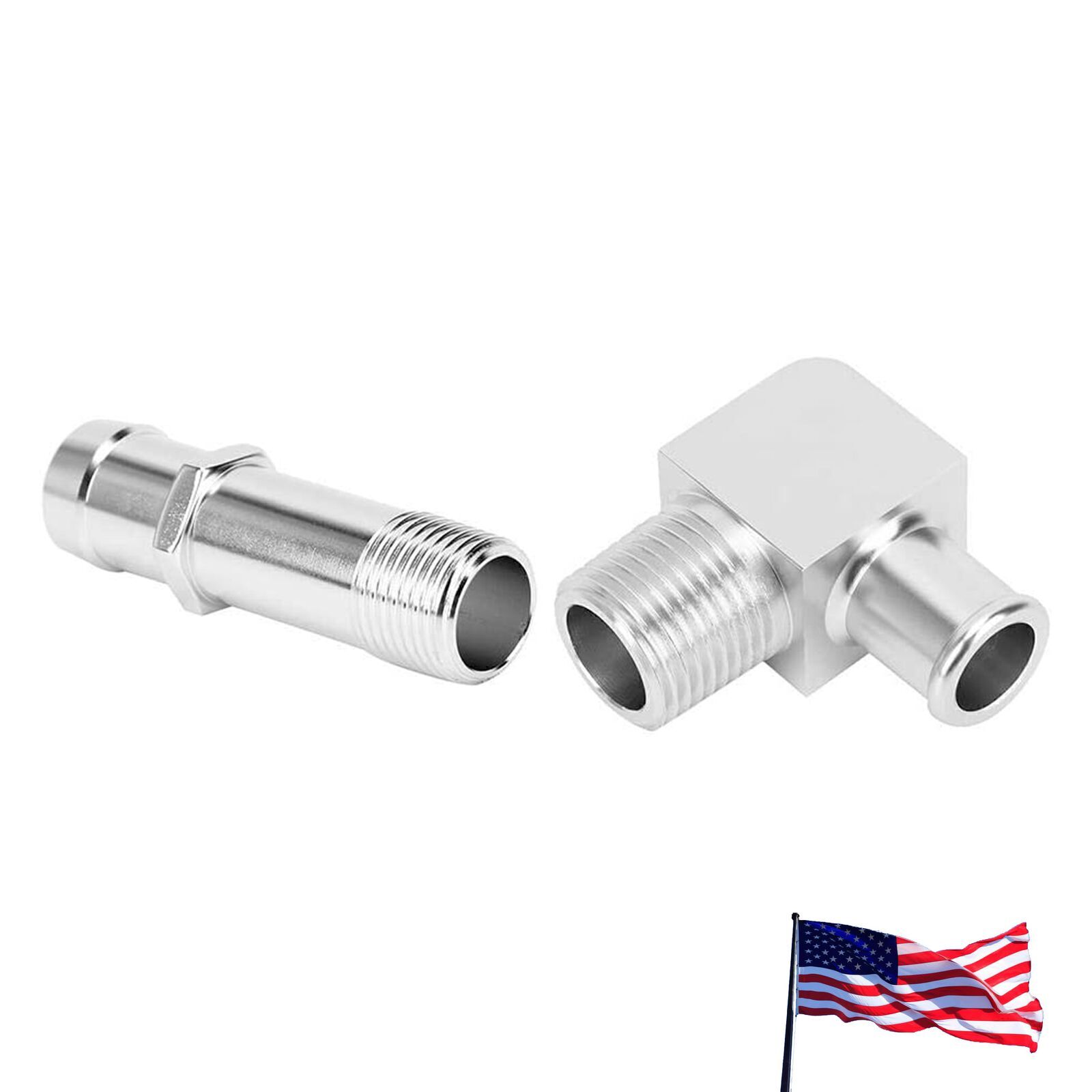 2PCS Heater Hose Fitting 3/4" Water Pump 5/8" Intake For Chevy SBC V8 Engines